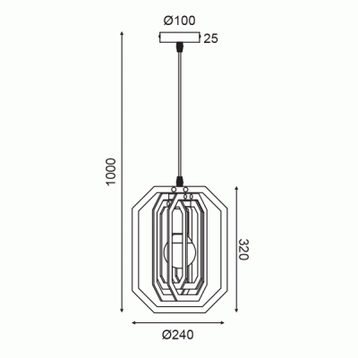 Κρεμαστό φωτιστικό TRITON 1xΕ27 ανοιχτό καφέ MDF D24xh100cm
