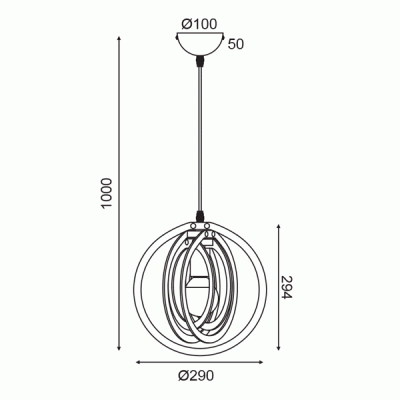 Κρεμαστό φωτιστικό TRITON 1xΕ27 ανοιχτό καφέ MDF D29xh100cm