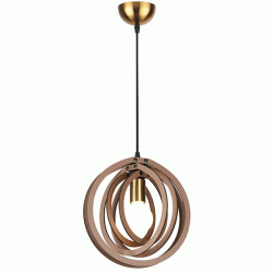 Κρεμαστό φωτιστικό TRITON 1xΕ27 ανοιχτό καφέ MDF D29xh100cm