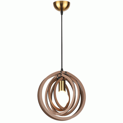 Κρεμαστό φωτιστικό TRITON 1xΕ27 ανοιχτό καφέ MDF D29xh100cm