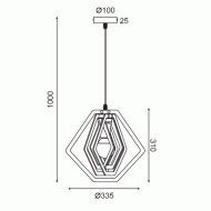 Κρεμαστό φωτιστικό TRITON 1xΕ27 σκούρο καφέ MDF D34xh100cm