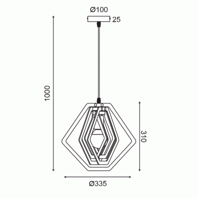 Κρεμαστό φωτιστικό TRITON 1xΕ27 ανοιχτό καφέ MDF D34xh100cm
