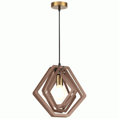 Κρεμαστό φωτιστικό TRITON 1xΕ27 ανοιχτό καφέ MDF D34xh100cm