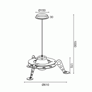 Κρεμαστό φωτιστικό NASA 1xΕ27 διαστημόπλοιο MDF D61xh100cm