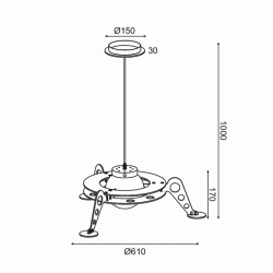 Κρεμαστό φωτιστικό NASA 1xΕ27 διαστημόπλοιο MDF D61xh100cm