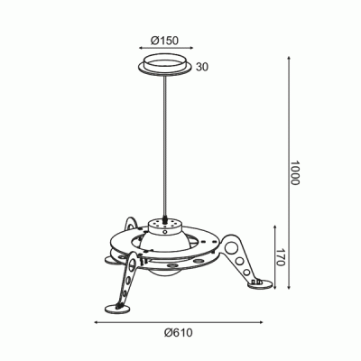 Κρεμαστό φωτιστικό NASA 1xΕ27 διαστημόπλοιο MDF D61xh100cm