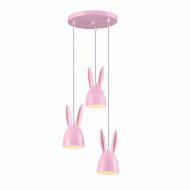 Φωτιστικό κρεμαστό BUNNY 3xΕ27 μεταλλικό ροζ D35xh100cm