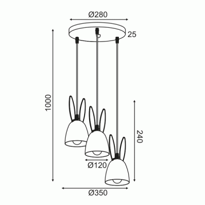 Φωτιστικό κρεμαστό BUNNY 3xΕ27 μεταλλικό ροζ D35xh100cm Φωτιστικό κρεμαστό BUNNY 3xΕ27 μεταλλικό ροζ D35xh100cm