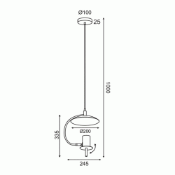 Φωτιστικό κρεμαστό PARACHUTE 1xGU10 μεταλλικό μαύρο D25x20xh100cm