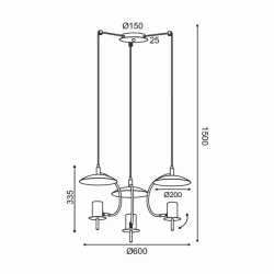 Κρεμαστό φωτιστικό PARACHUTE 3xGU10 μεταλλικό μαύρο D60xh150cm