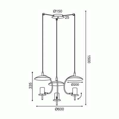 Κρεμαστό φωτιστικό PARACHUTE 3xGU10 λευκό μεταλλικό D60xh150cm