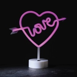 Φωτιστικό led LOVE με 200 NEON LED λαμπάκια μπαταρίας 3xΑΑ και USB σε ροζ χρώμα 29x10x28.5 IP20