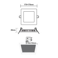 Φωτιστικό LED PANEL χωνευτό λευκό τετράγωνο 12W ενδιάμεσο χρώμα φωτός 4000K 1100lm με διάσταση 170x170mm Φωτιστικό LED PANEL χωνευτό λευκό τετράγωνο 12W ενδιάμεσο χρώμα φωτός 4000K 1100lm με διάσταση 170x170mm