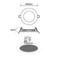 Φωτιστικό PANEL LED χωνευτό λευκό στρόγγυλο 230VAC 18W ψυχρό χρώμα φωτός 6500K 1800lm Φ220mm Φωτιστικό PANEL LED χωνευτό λευκό στρόγγυλο 230VAC 18W ψυχρό χρώμα φωτός 6500K 1800lm Φ220mm
