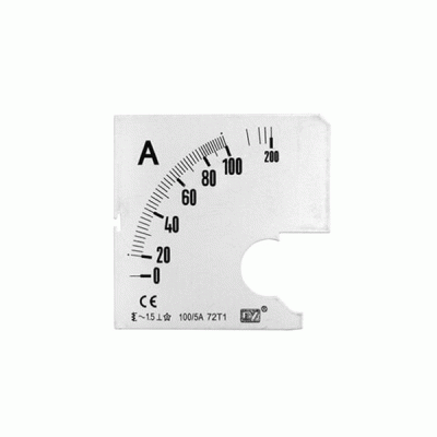 Πλάκα ένδειξης αμπερόμετρου διάστασης 72x72mm 100/5Α