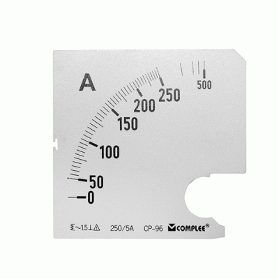 Πλάκα-σκάλα ένδειξης για αμπερόμετρα 250/5Α 96x96mm Πλάκα-σκάλα ένδειξης για αμπερόμετρα 250/5Α 96x96mm