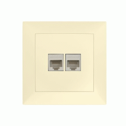 Πρίζα DATA διπλή RJ45+RJ45 Cat.6 μπεζ χρώμα σειρά Κλειώ Πρίζα DATA διπλή RJ45+RJ45 Cat.6 μπεζ χρώμα σειρά Κλειώ