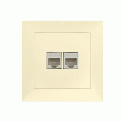 Πρίζα DATA διπλή RJ45+RJ45 Cat.6 μπεζ χρώμα σειρά Κλειώ 