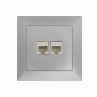 Πρίζα DATA διπλή RJ45+RJ45 Cat.6 ασημί χρώμα σειρά Κλειώ Πρίζα DATA διπλή RJ45+RJ45 Cat.6 ασημί χρώμα σειρά Κλειώ