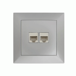 Πρίζα DATA διπλή RJ45+RJ45 Cat.6 ασημί χρώμα σειρά Κλειώ
