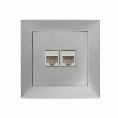 Πρίζα DATA διπλή RJ45+RJ45 Cat.6 ασημί χρώμα σειρά Κλειώ