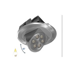 Σποτ Led χωνευτό κινητό 6x3W αλουμινίου σατινέ ψυχρό φως δέσμης 18° χωρίς τροφοδοτικό