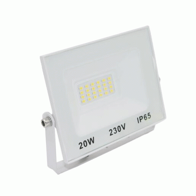 Λευκός προβολέας LED-SMD 20W 230V 3000K θερμό λευκό φως IP65 με 50εκ καλώδιο