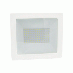 Λευκός προβολέας LED-SMD 100W 230V με θερμό φως 3000K ευρείας δέσμης 120° IP65 από αλουμίνιο με 50εκ καλώδιο