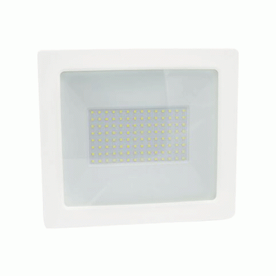 Λευκός προβολέας LED-SMD 100W 230V με θερμό φως 3000K ευρείας δέσμης 120° IP65 από αλουμίνιο με 50εκ καλώδιο