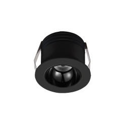 Led σποτ χωνευτό αλουμινίου COB 3W 230V Φ38mm δέσμη φωτός 50° θερμό φως 3000K μαύρο
