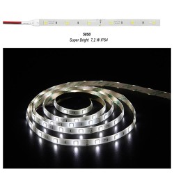 Led ταινία 5m super bright 12VDC 7,2W/m 720l/m ψυχρό λευκό φως 6500K αυτοκόλλητη IP54 στεγανή 30LED5050/m 