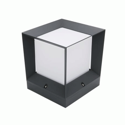 Φωτιστικό αλουμινίου τετράγωνο 22x22cm ύψος 27cm με ντούι Ε27 σε χρώμα γραφίτη IP44