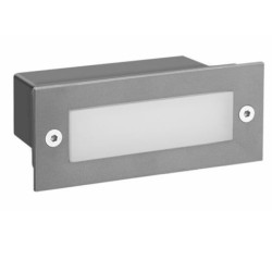 Led απλίκα γκρι ορθογώνια χωνευτή 2W 100Lm 6000k ψυχρό λευκό φως από πλαστικό στεγανή ΙΡ54