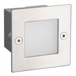 Led απλίκα νίκελ ματ τετράγωνη χωνευτή 2W 90Lm 3000k θερμό λευκό φως από πλαστικό στεγανή ΙΡ54