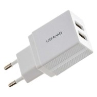 USAMS φορτιστής τοίχου T24 US-CC090 με 2 USB θύρες εξόδου για ταυτόχρονη φόρτιση 2 συσκευών με μέγιστη απόδοση 2.1Α