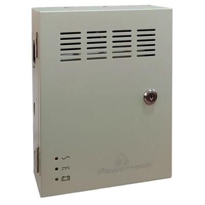 Φορτιστής και τροφοδοτικό POWERTECH  CP1204-5A-B 12V/5A σε κουτί για CCTV, DC12V/5A, 4 κανάλια