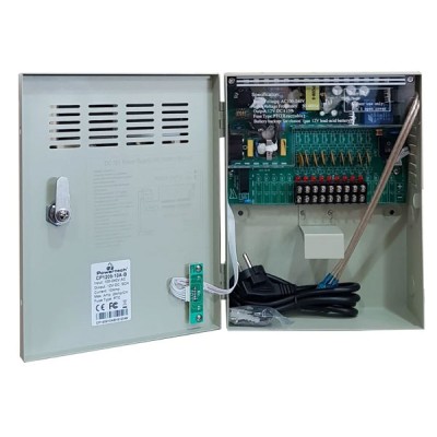 POWERTECH τροφοδοτικό CP1209-10A-B για CCTV-Alarm, DC12V 10A, 9 κανάλια