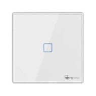 SONOFF smart διακόπτης αφής μονός T2EU1C-RF 433MHz σε λευκό χρώμα με επιφάνεια από tempered glass