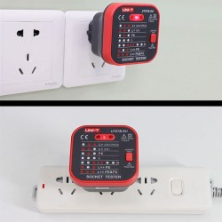 UNI-T tester πρίζας UT07B-EU, 230V, 50Hz για εύκολο και γρήγορο έλεγχο των καλωδιώσεων της πρίζας