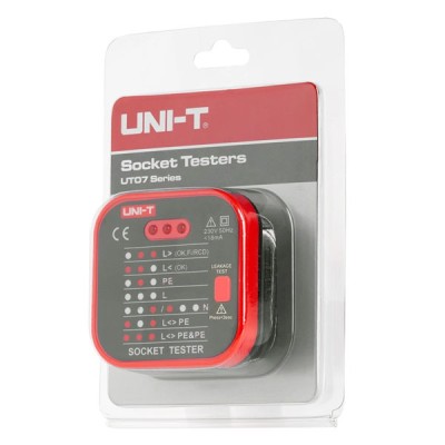UNI-T tester πρίζας UT07B-EU, 230V, 50Hz για εύκολο και γρήγορο έλεγχο των καλωδιώσεων της πρίζας