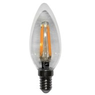 Διακοσμητική λάμπα led filament Ε14 4W 230V 2800k θερμό λευκό φως 450 lumen κερί C35 διάφανο