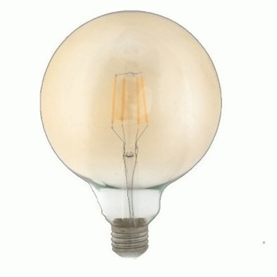 Λάμπα led filament globe Amper G125 Ε27 8W 230V ντιμαριζόμενη 2400k θερμό λευκό φως 680lumen
