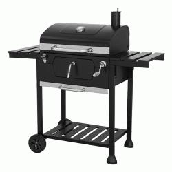 Ψησταριά BBQ κάρβουνου KRV 1824 με ατσάλινο καπάκι με θερμόμετρο και καμινάδα και ρόδες μεταφοράς
