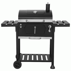 Ψησταριά BBQ κάρβουνου KRV 1824 με ατσάλινο καπάκι με θερμόμετρο και καμινάδα και ρόδες μεταφοράς