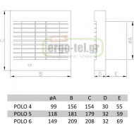 Εξαεριστήρας μπάνιου POLO Φ100 15W με αυτόματες περσίδες & χρονοκαθυστέρηση 230V 40dB