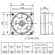 Αξονικός ανεμιστήρας πολυαμιδίου 130x130mm VA 12/2K 18W 150m³/h για υψηλές θερμοκρασίες