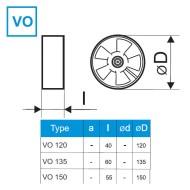 Αξονικός ανεμιστήρας πολυαμιδίου Φ120mm VO 120/40 18W 150m³/h για υψηλές θερμοκρασίες