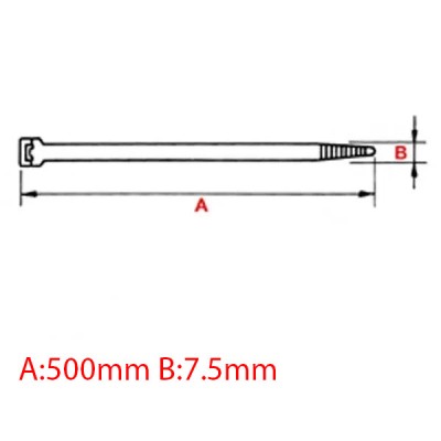 Δεματικά καλωδίων Ιταλίας SapiSelco 7.5x500mm PA6.6 τύπου Α συσκευασία 100 τμχ. σε μαύρο χρώμα