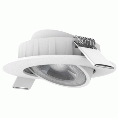 Led σποτ λευκό στρογγυλό με ρυθμιζόμενη κλίση 5W 230V 3000k θερμό λευκό φως 36° 450lm με Driver