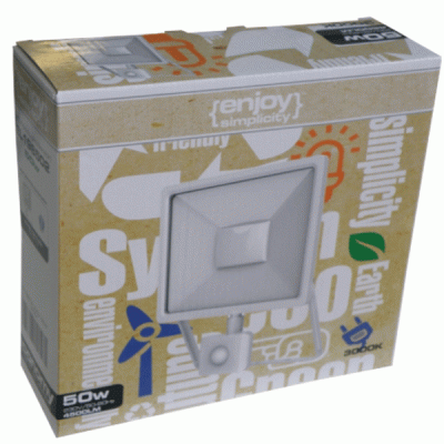 Προβολέας led λευκός Enjoy με ανιχνευτή κίνησης 50W 230V 6500k ψυχρό φως 5000lm στεγανός IP65